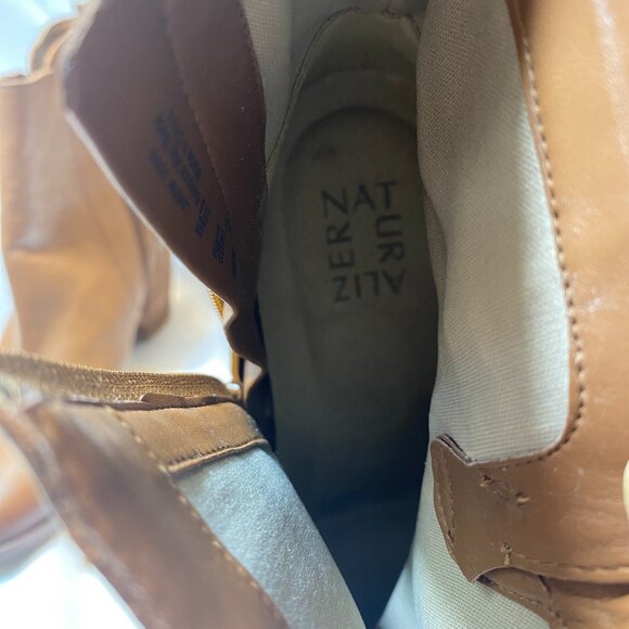 Naturalizer Brown Leather Ankle Boots Side Zip Block Heel Footbed, 8.5M, NEW - Picture 6 of 9